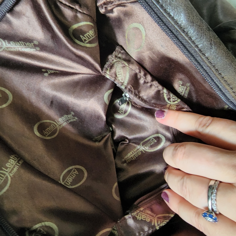 Ameri Leather dark brown genuine leather backpack… - image 5